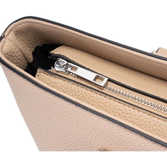 Taupe Women's Large Capacity Faux Leather Tote Bag with Zipper Closure & Matchin - Picture 6 of 9